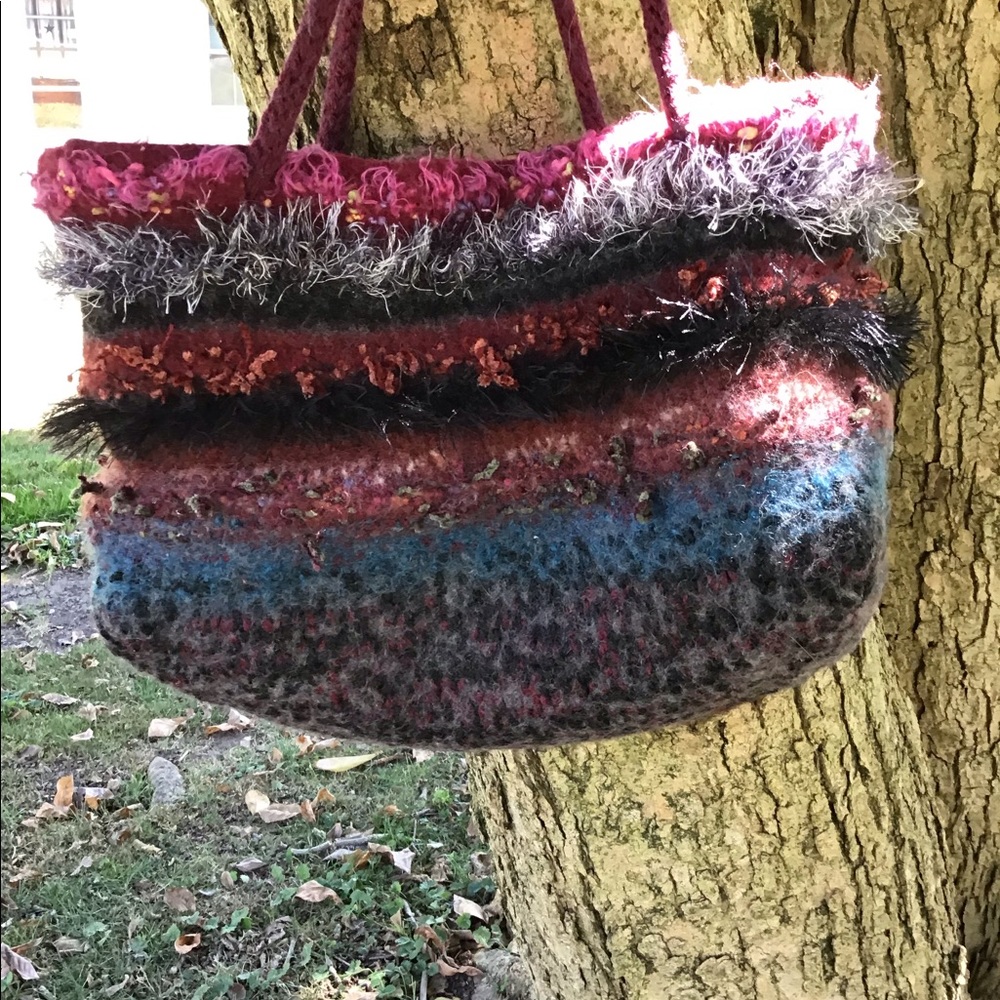 Hand felted tote bag